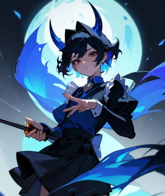 Nekokun, demon of blue flame